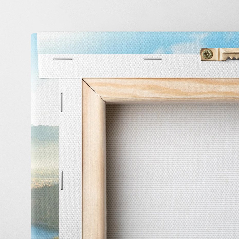 Obraz na płótnie 60x60 - Zamek pośrodku jeziora - jezioro, góry