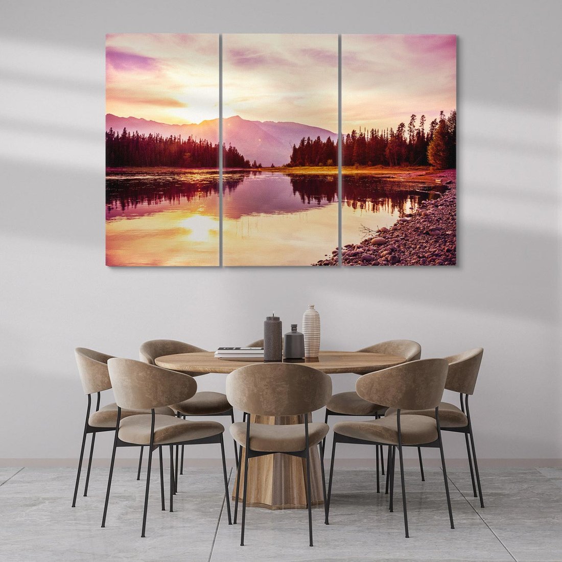 Obraz na płótnie 120x80 - Harmonia natury - góry, jezioro