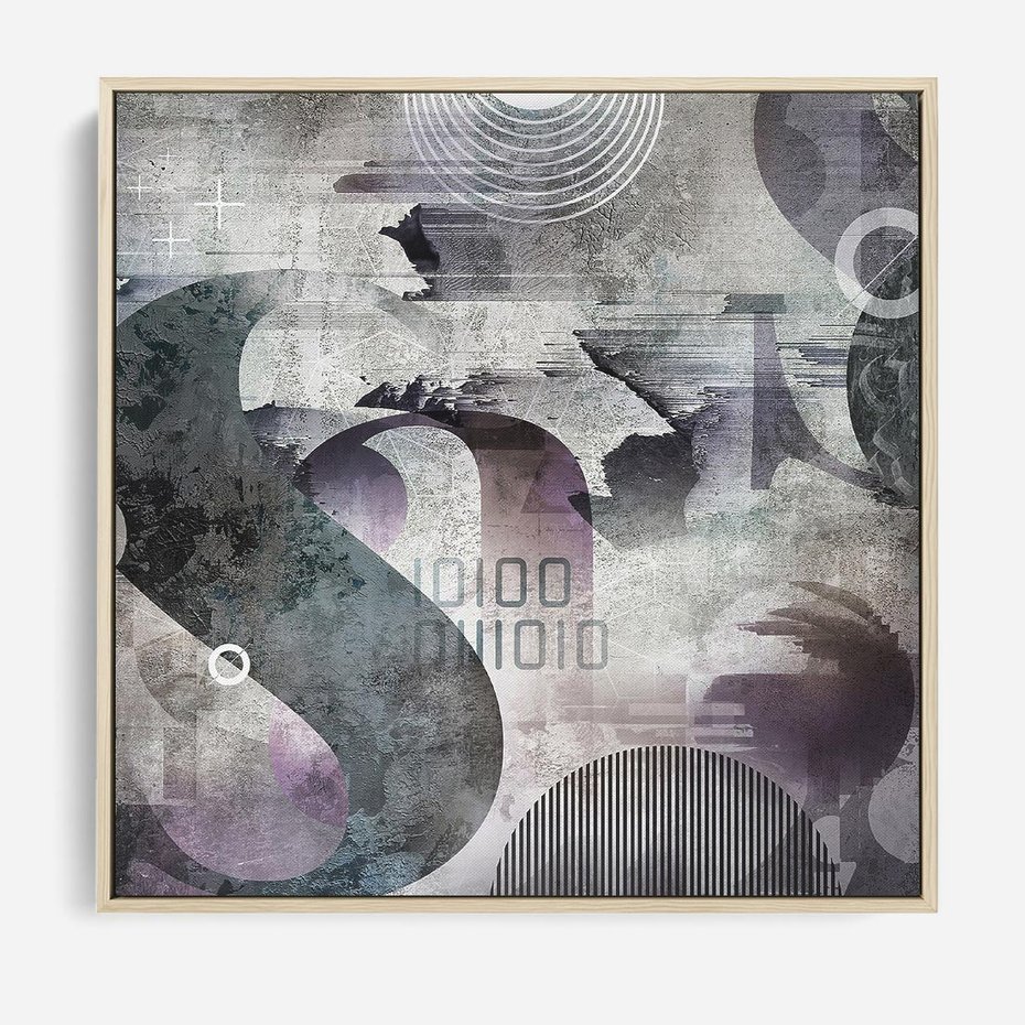 Obraz w ramie 50x50 - Nocne opowieści w barwach - typografia, abstrakcja - rama drewno