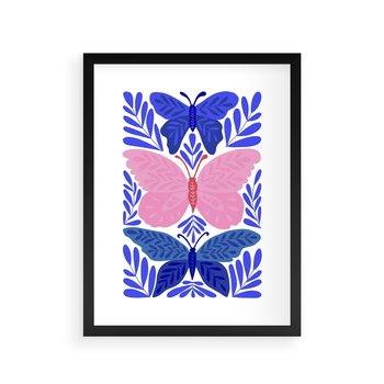 Plakat w ramie 30x40 - Delikatna Symfonia Natury - motyle, rośliny - rama czarna