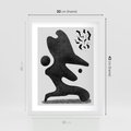 Plakat w ramie 30x40 - Abstrakcja w Monochromii - nowoczesna grafika, abstrakcja - rama biała