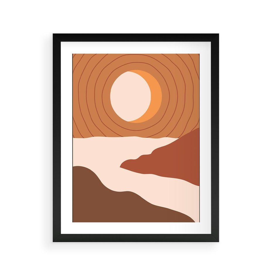 Plakat w ramie 40x50 - Sztuka Zachodu Słońca: Nowoczesna Sceneria - plakat, nowoczesna grafika - rama czarna