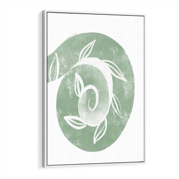 Obraz w ramie 80x120 - Zielony Świat Odpoczynku - abstrakcyjny zielony motyw, skandynawski design - rama biała
