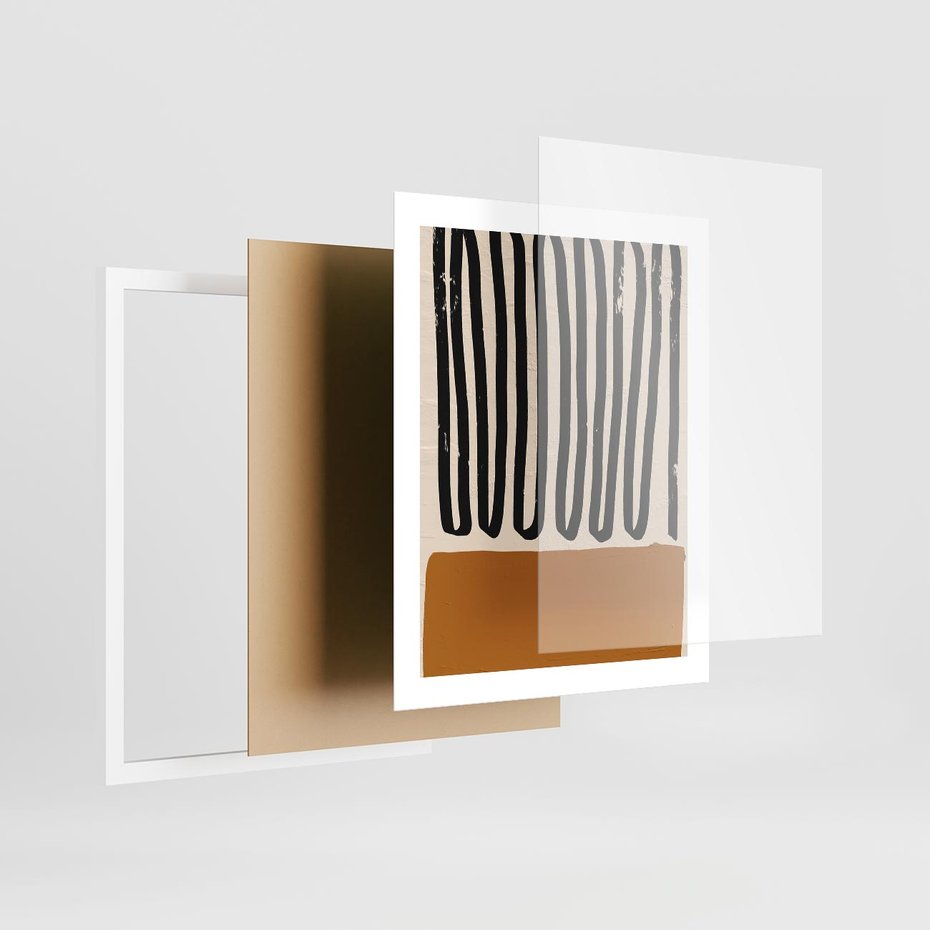 Plakat w ramie 40x50 - Boho Impulsy Kreatywności - abstrakcyjny plakat, brąz - rama biała