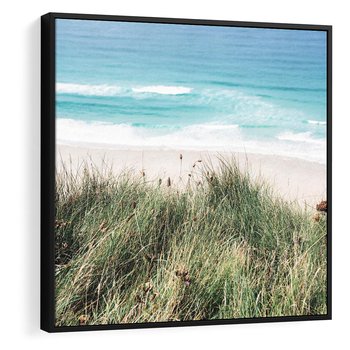 Obraz w ramie 50x50 - Harmonia Natury - widok z wydm, wydmy porośnięte trawami - rama czarna