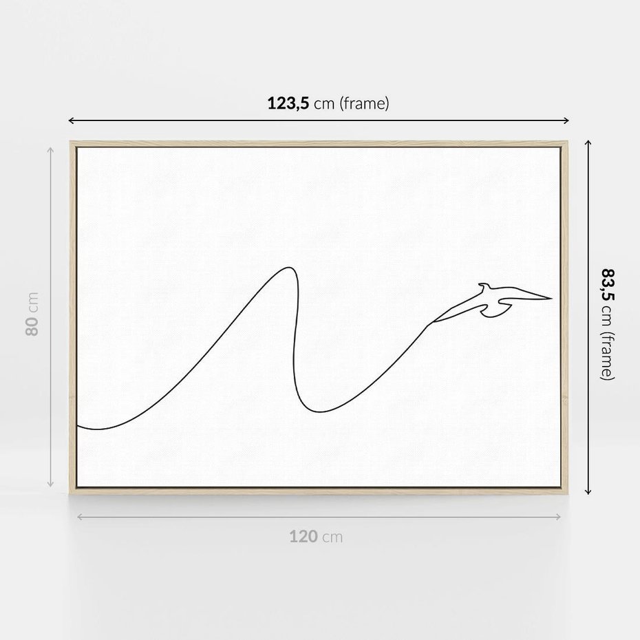 Obraz w ramie 120x80 - Ptasia Linia - ptak, jaskółka - rama drewno