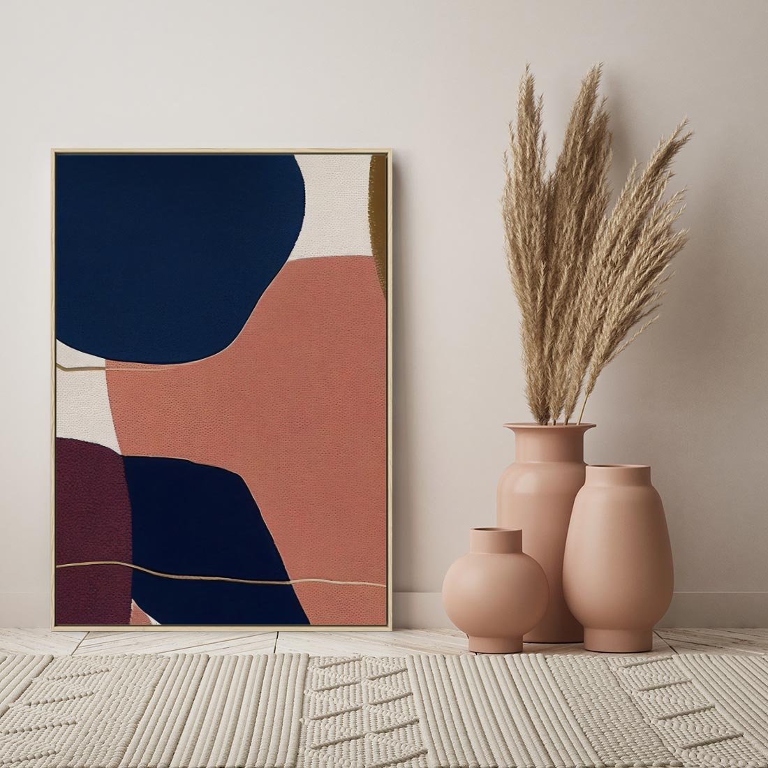 Obraz w ramie 70x100 - Abstrakt Marsala - nieregularne plamy, kształty - rama drewno