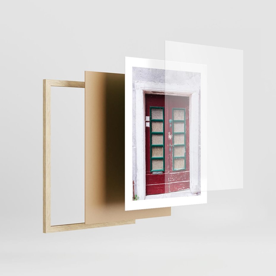 Plakat w ramie 30x40 - Retro Przez Drzwi - drzwi, retro - rama drewno