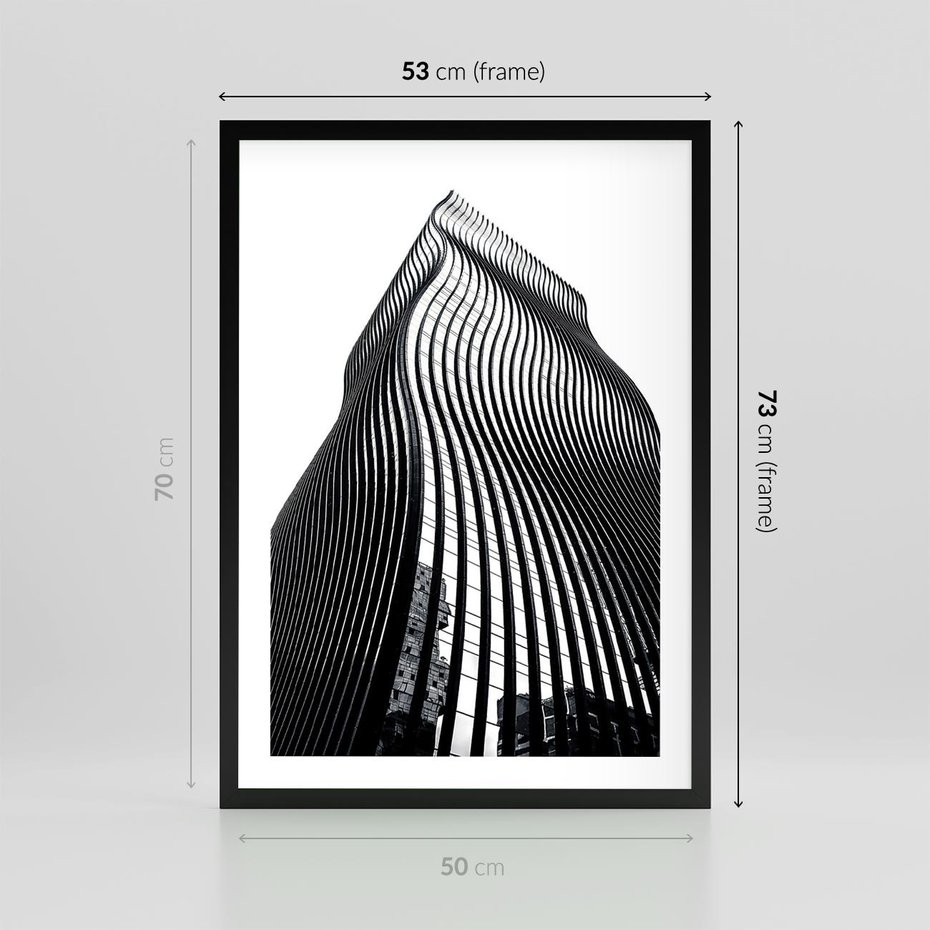 Plakat w ramie 50x70 - Falowany Wieżowiec na Fotografii - architektura, falowany wieżowiec - rama czarna