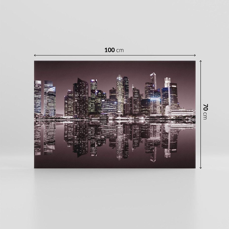 Obraz na płótnie 100x70 - Miejskie światła ożywiające nocne niebos - Singapur, miasto