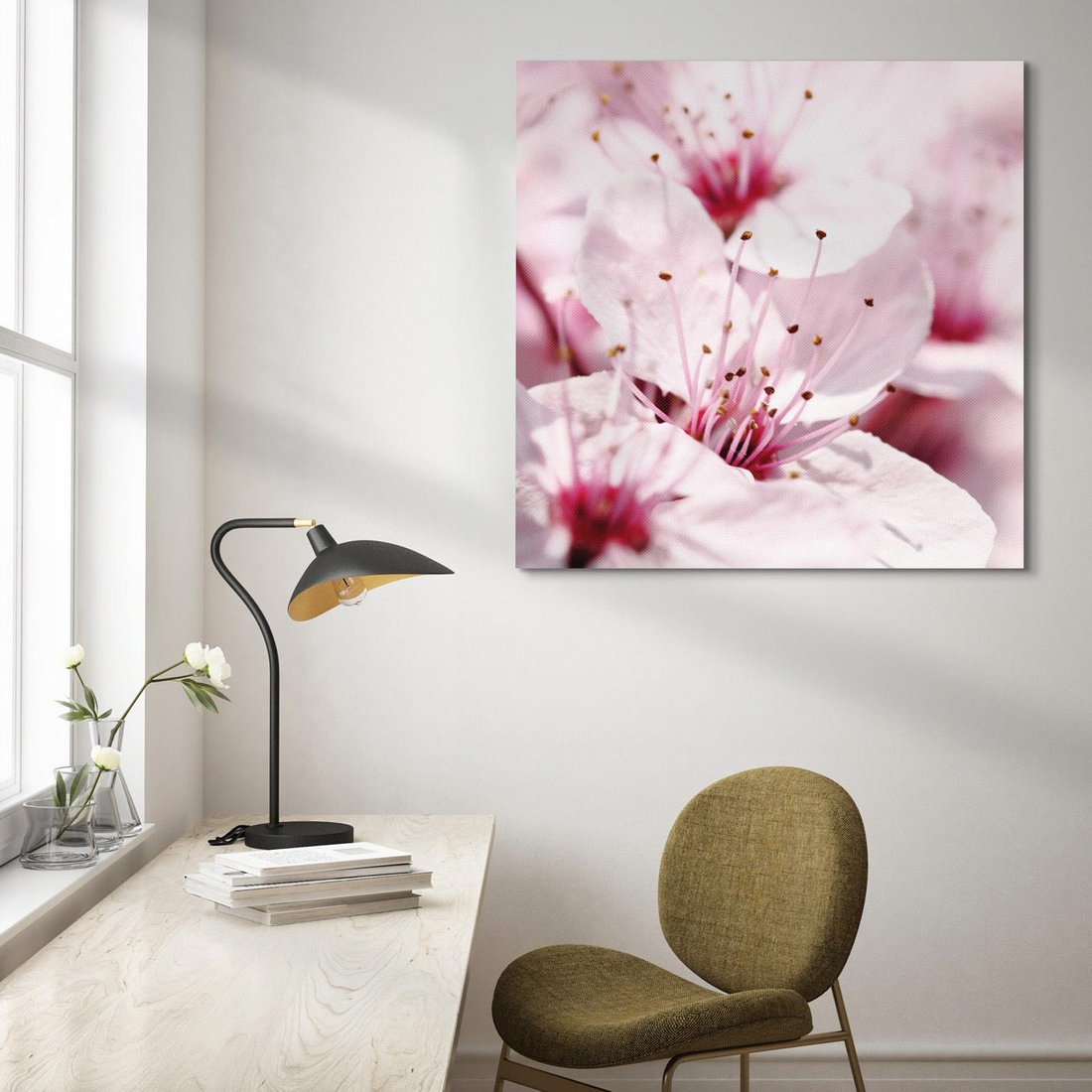 Obraz na płótnie 40x40 - Kwitnąca Wiśnia - kwiaty, kwitnąca