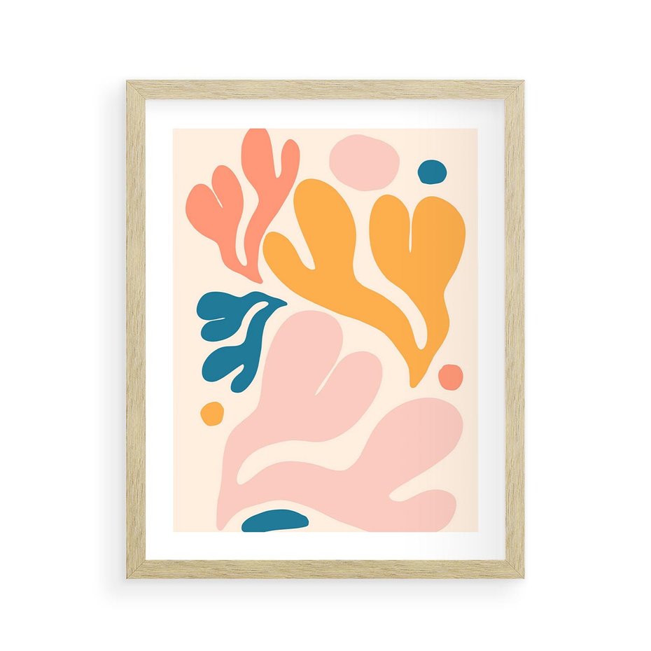 Plakat w ramie 40x50 - Granice Inspiracji - abstrakcyjne dziwne formy, nowoczesny plakat - rama drewno