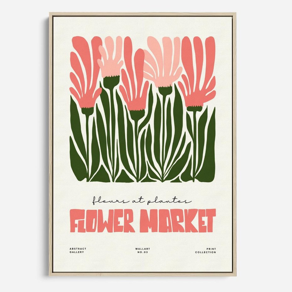 Obraz w ramie 80x120 - Symfonia Kolorowych Kształtów - nowoczesna grafika, kwiatowa kompozycja - rama drewno