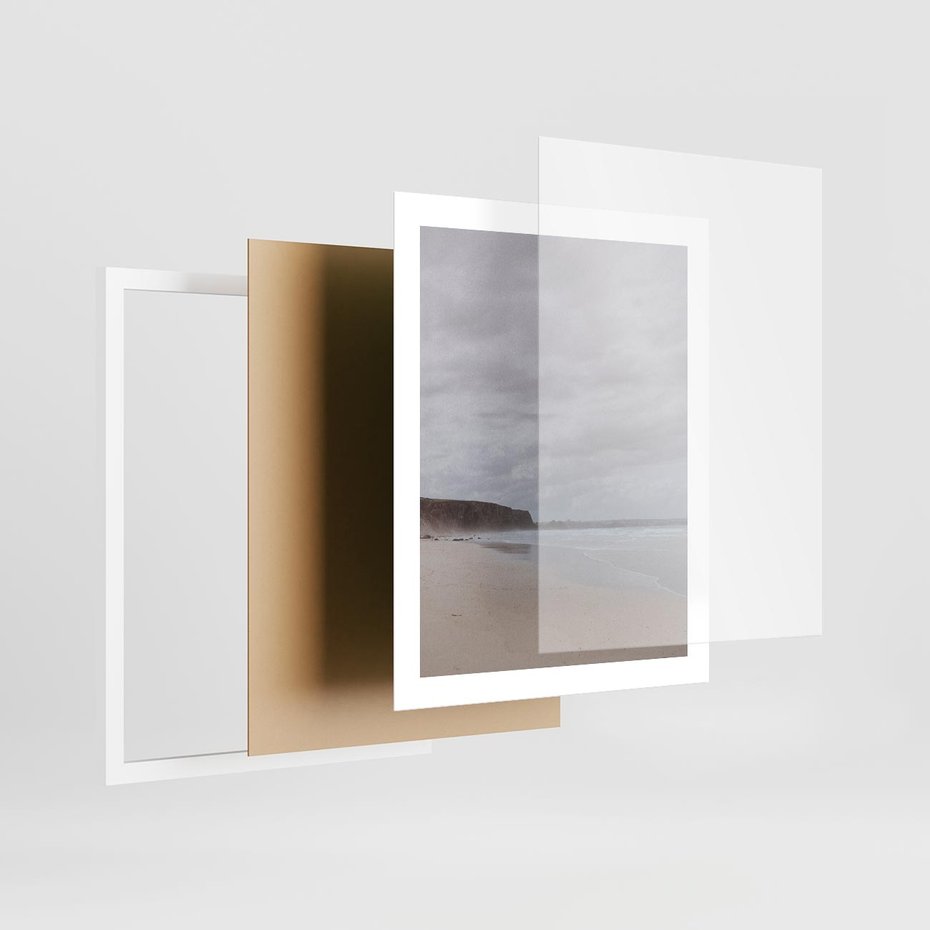 Plakat w ramie 40x50 - Mglista plaża - plaża, mgła - rama biała