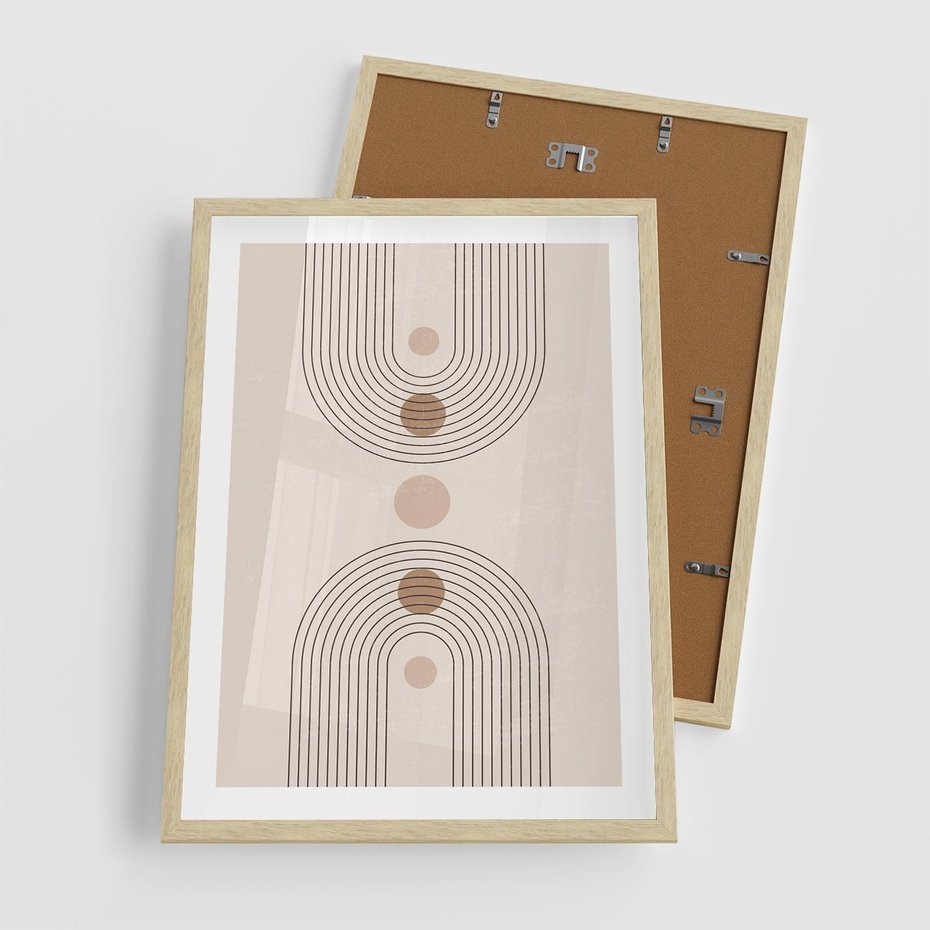 Plakat w ramie 50x70 - Zgeometryzowane Wizje - boho plakat, minimalizm - rama drewno