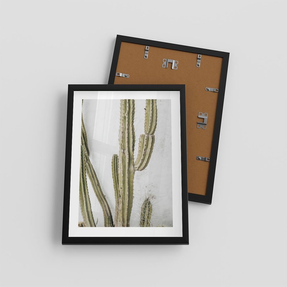 Plakat w ramie 30x40 - Kaktus w Stylu Boho - kaktus, roślina tropikalna - rama czarna