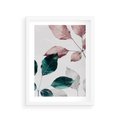Plakat w ramie 30x40 - Pastelowe Liście w Minimalizmie - pastelowe liście, minimalistyczny obraz - rama biała