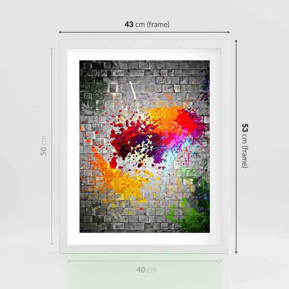 Plakat w ramie 40x50 - Ekspresja Graffiti - farba, graffiti - rama biała
