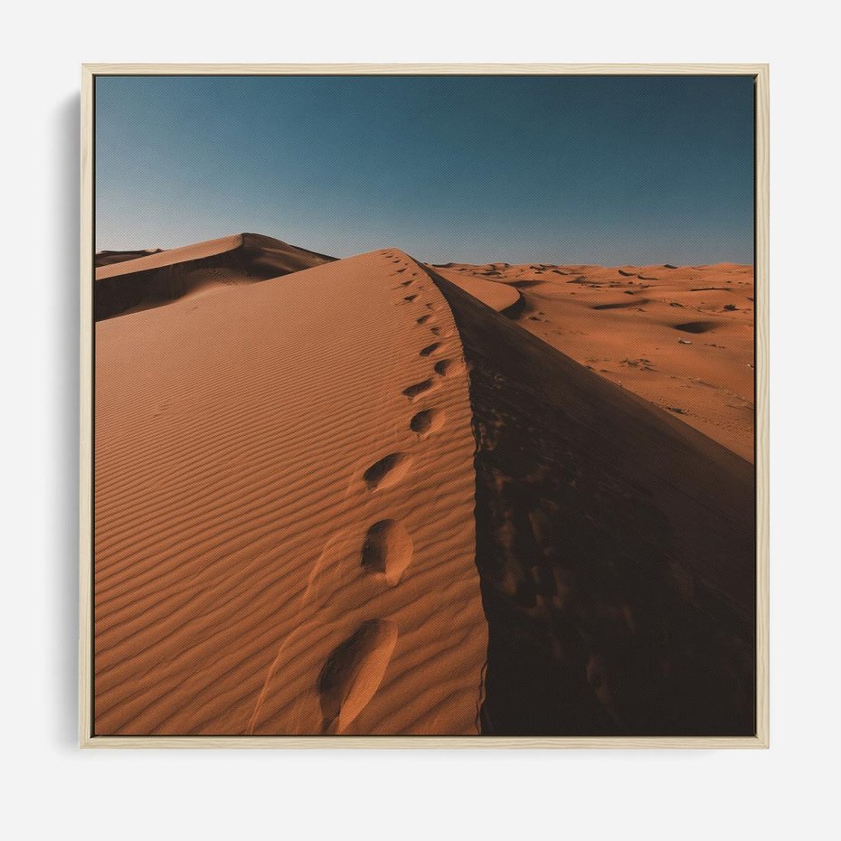 Obraz w ramie 80x80 - Piasek pustyni w ogniu - pustynia, piasek - rama drewno
