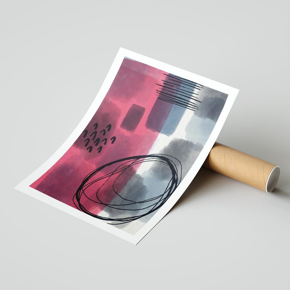 Plakat bez ramy 21x30 - Formy w Różu i Granacie - abstrakcja, różne formy