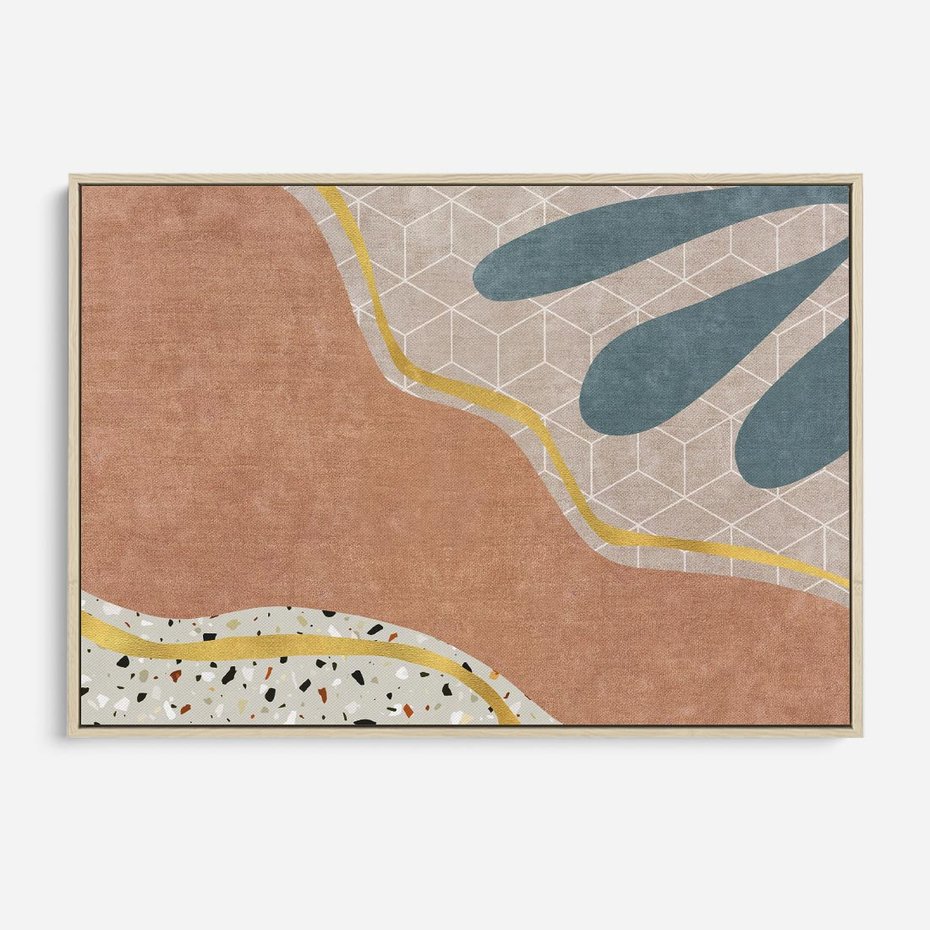 Obraz w ramie 70x50 - Tańczący w deszczu pigmentów - abstrakcyjne formy, rozlane farby - rama drewno