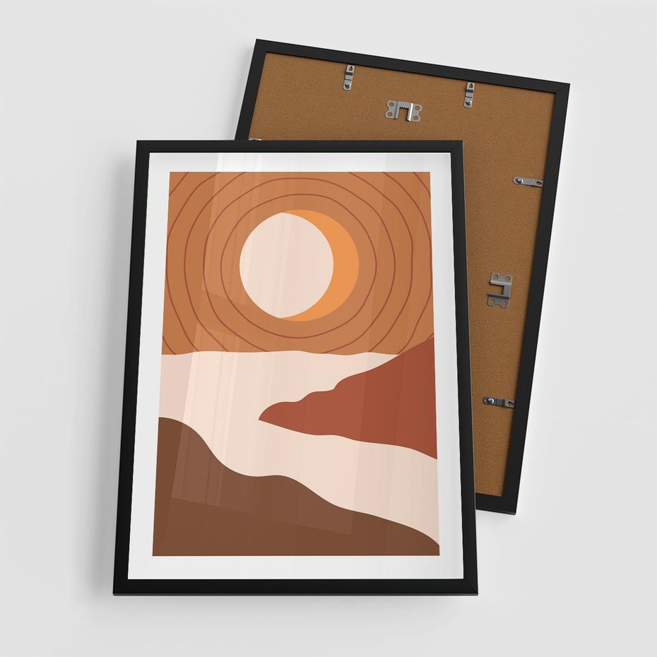 Plakat w ramie 50x70 - Sztuka Zachodu Słońca: Nowoczesna Sceneria - plakat, nowoczesna grafika - rama czarna
