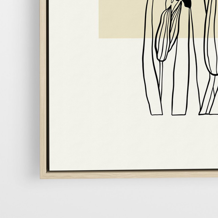 Obraz w ramie 50x70 - Rozkwitające w konturach - irys, kwiaty - rama drewno