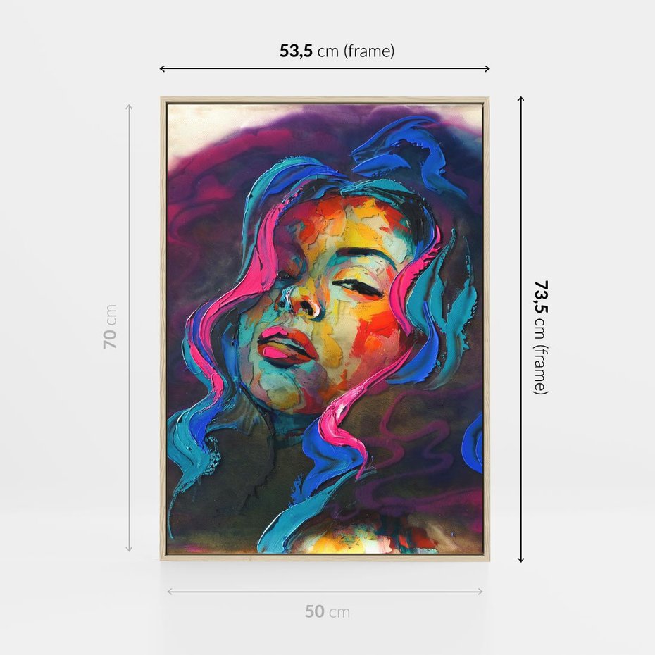 Obraz w ramie 50x70 - Bujna Ekspresja - grafika komputerowa, przypomina obraz olejny - rama drewno