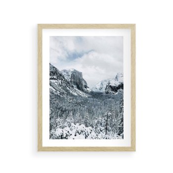 Plakat w ramie 40x50 - Góry Śnieżnej Krainy - góry, szczyty - rama drewno