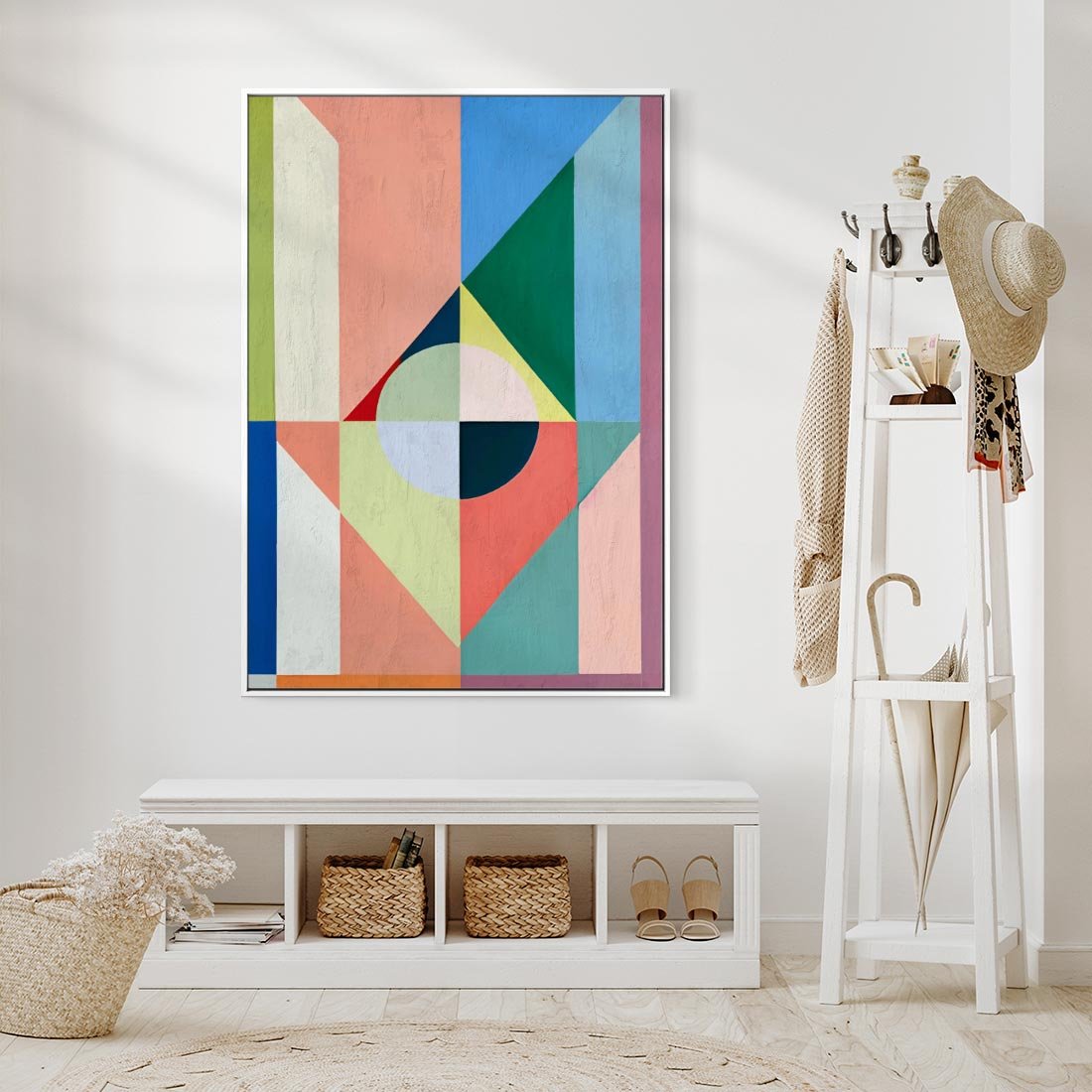 Obraz w ramie 80x120 - Księga Kolorowych Wizji - różne geometryczne formy, koła - rama biała