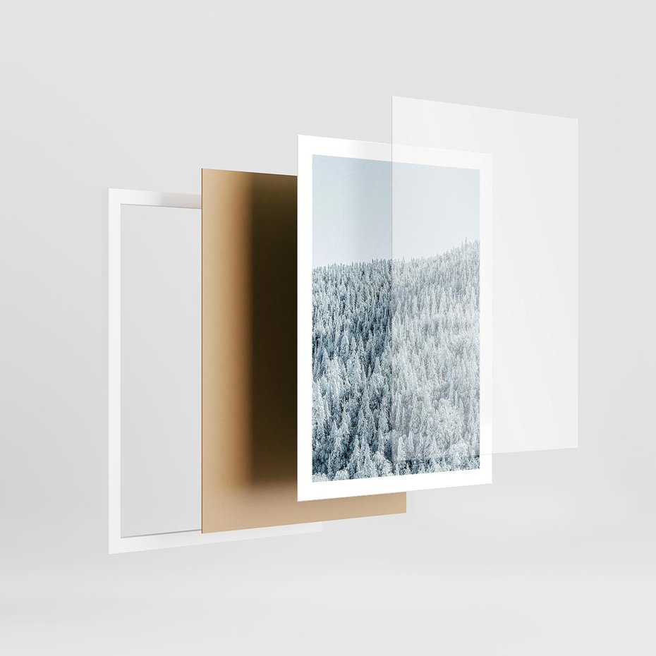 Plakat w ramie 50x70 - Cicha Zima - las, zima - rama biała