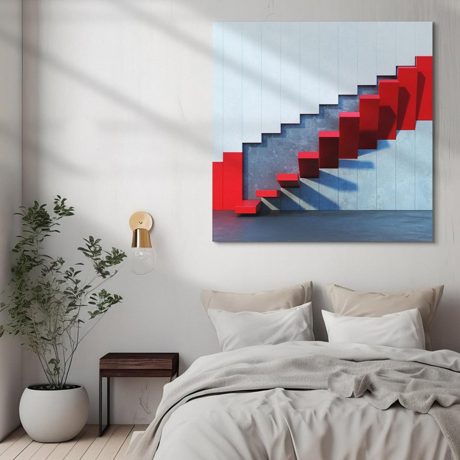 Obraz na płótnie 50x50 - Schody w abstrakcyjnej podróży - schody, abstrakcja