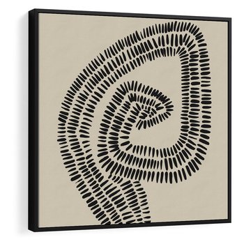 Obraz w ramie 50x50 - Nowoczesne Spektrum Wyobraźni - boho plakat, czarne kropki kreski - rama czarna