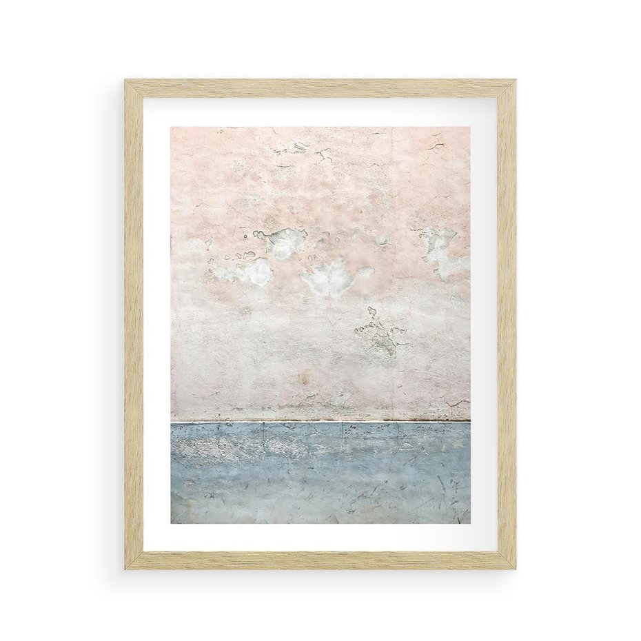 Plakat w ramie 40x50 - Obraz Starej Ściany z Delikatnymi Odcieniami - ściana, stara ściana - rama drewno