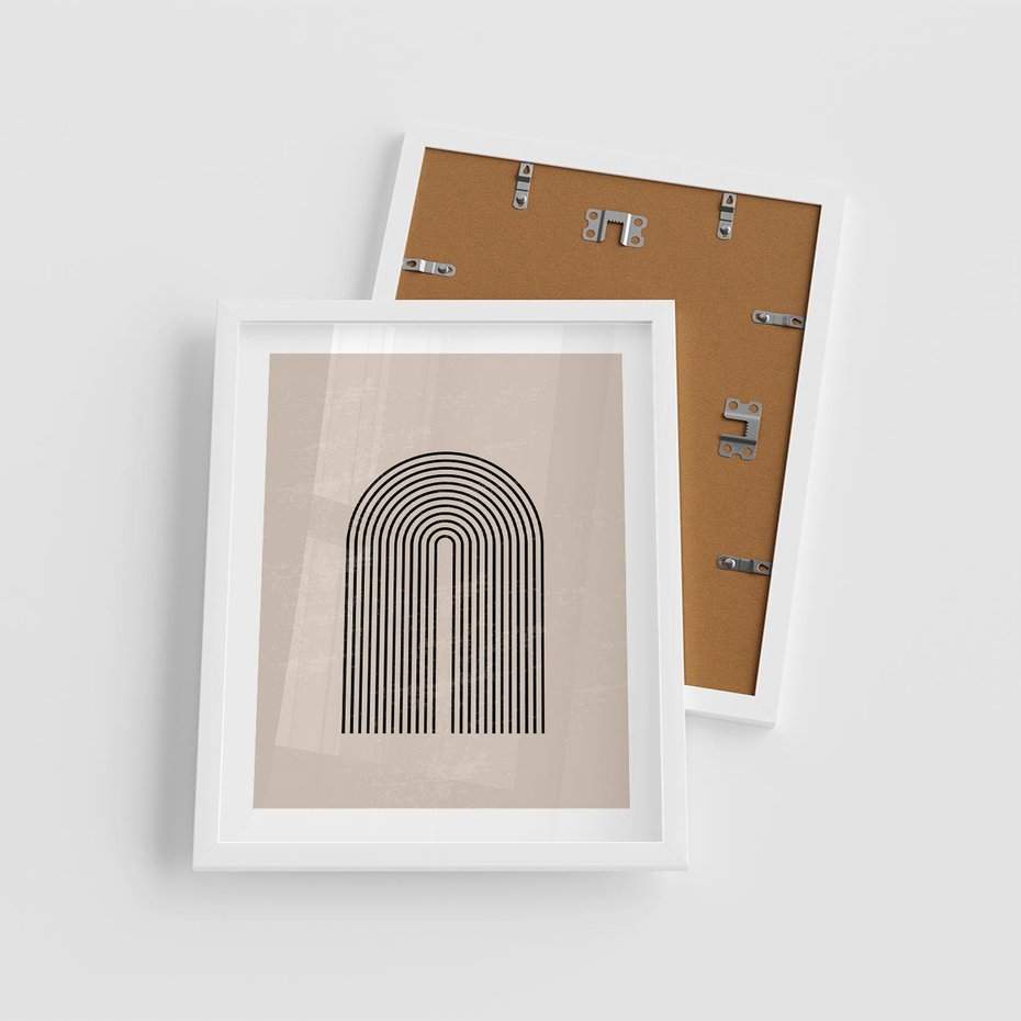 Plakat w ramie 40x50 - Migocące Echa - abstrakcyjne linie, geometria - rama biała