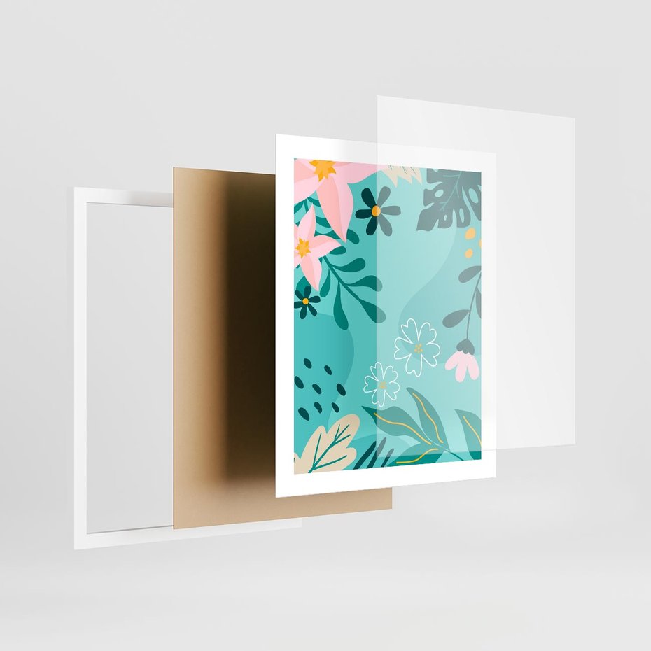 Plakat w ramie 40x50 - Rozkwitające Widoki - pastelowa kompozycja, kwiaty - rama biała