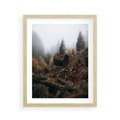 Plakat w ramie 40x50 - Górski las - stary zniszczony domek w górach, góry - rama drewno