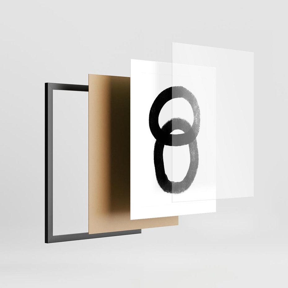 Plakat w ramie 30x40 - Kształtując Granice - abstrakcja, minimalizm - rama czarna