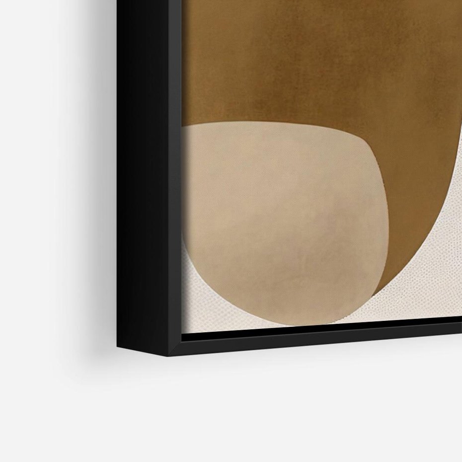 Obraz w ramie 100x70 - Harmonia chaosu i porządku - abstrakcyjne kształty, kolory beżu i brązu - rama czarna