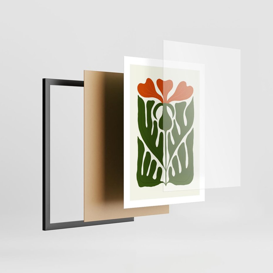 Plakat w ramie 50x70 - Minimalistyczny Urok Kwiatu - kwiat, sztuka nowoczesna - rama czarna