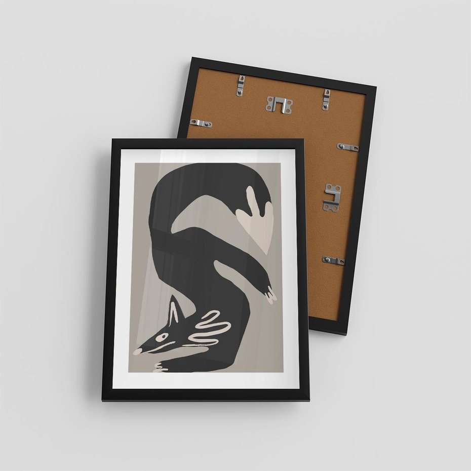 Plakat w ramie 30x40 - Ekspresja Skandynawskiego Światła - skandynawska sztuka, lis - rama czarna