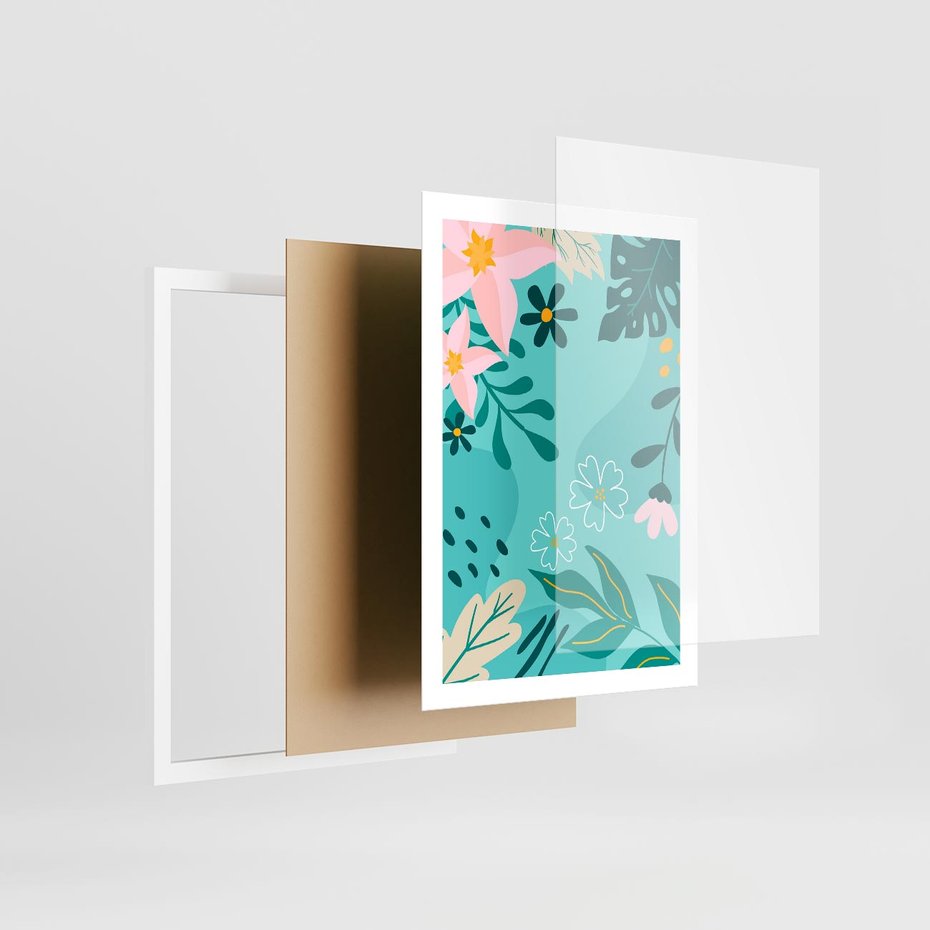 Plakat w ramie 50x70 - Rozkwitające Widoki - pastelowa kompozycja, kwiaty - rama biała