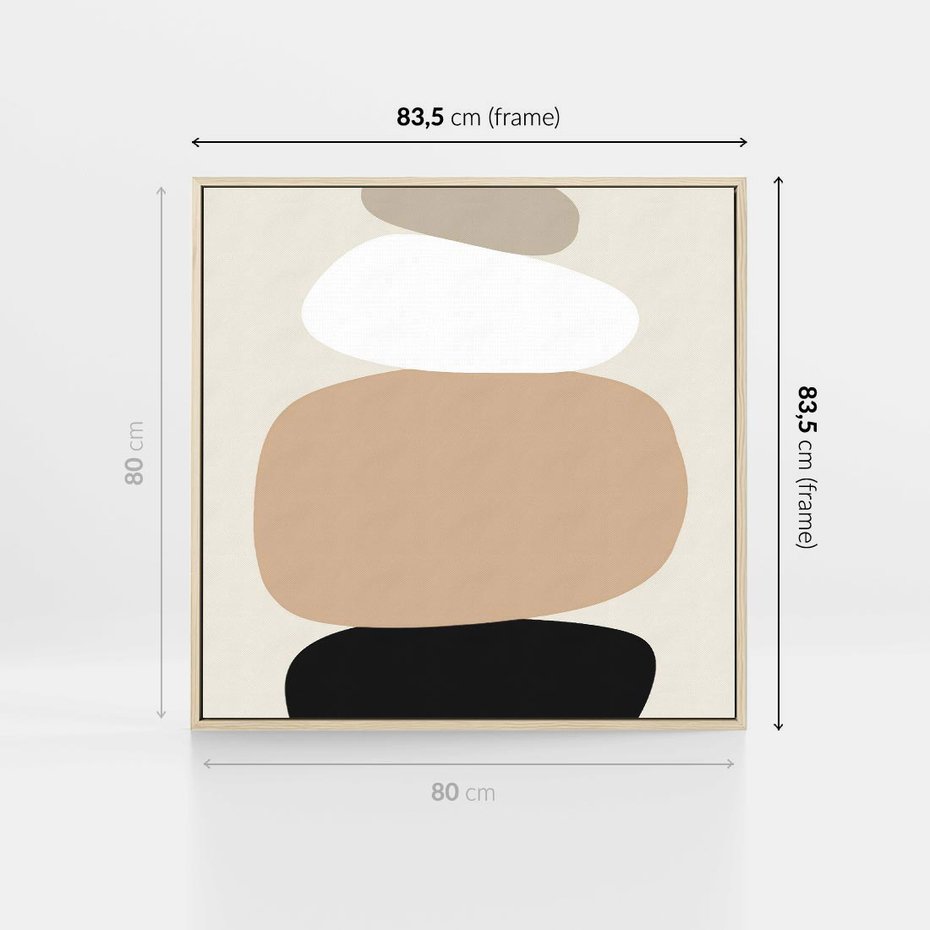 Obraz w ramie 80x80 - Zgeometryzowane Kształty - modernistyczny plakat, obłe kształty - rama drewno