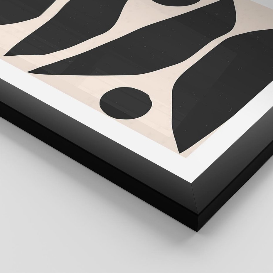 Plakat w ramie 40x50 - Modernistyczna Abstrakcja w Czerni i Bieli - abstrakcja, czarno biała grafika - rama czarna