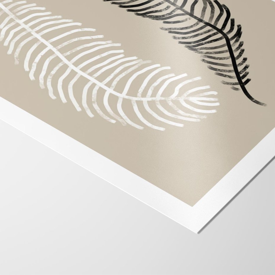 Plakat bez ramy 50x70 - Spleciona Harmonia - sztuka nowoczesna, białe i czarne pióro