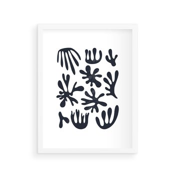 Plakat w ramie 40x50 - Rozmyte Granice Wspomnień - inspiracja mattise, abstrakcja - rama biała