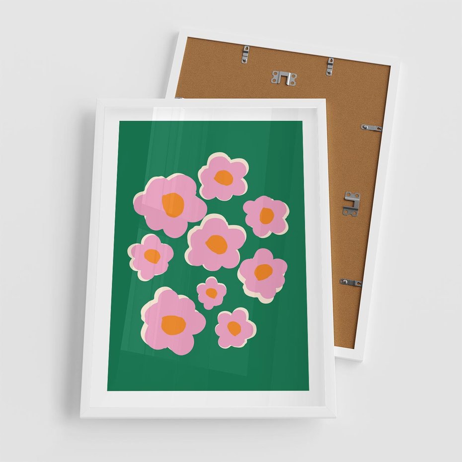 Plakat w ramie 50x70 - Przenikające Refleksje - abstrakcyjny plakat, boho styl - rama biała