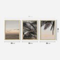 Zestaw obrazy w ramie 30x40 galeria - Palmy, plaża, zachód, słońca - rama drewno
