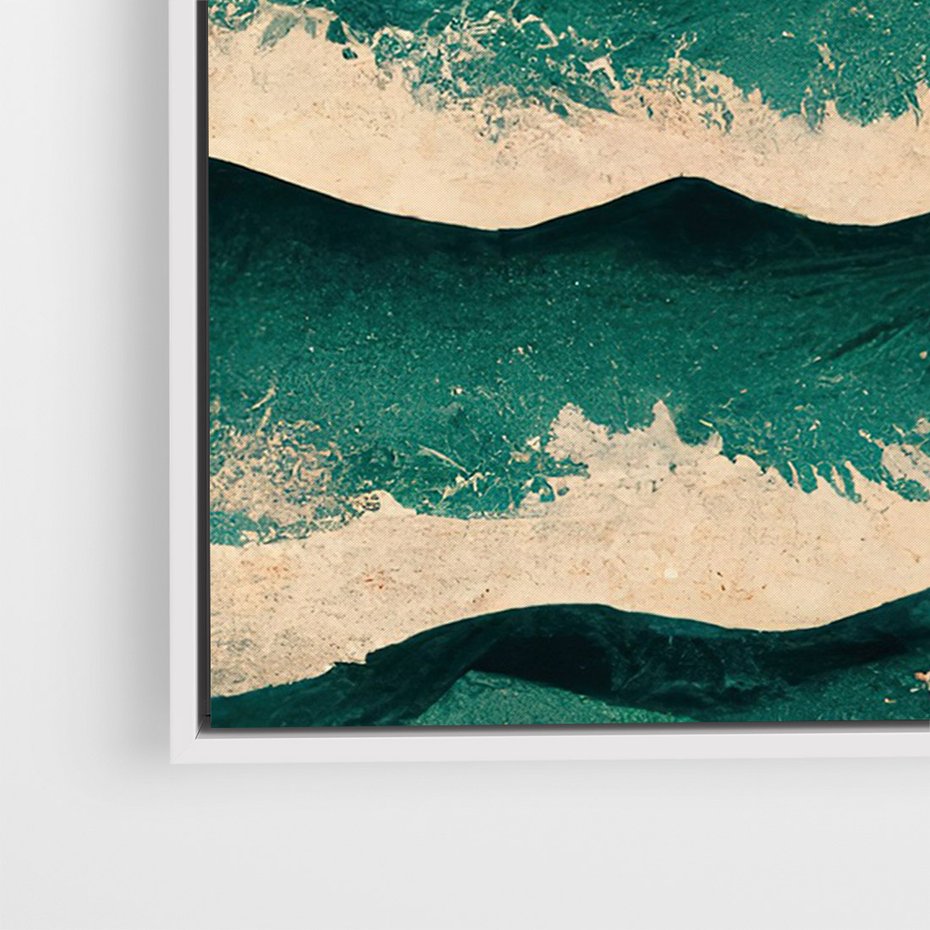 Obraz w ramie 50x70 - Czerwone Melodie - japońska sztuka, zachód słońca nad oceanem - rama biała