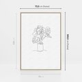 Obraz w ramie 70x100 - Tajemnicza Harmonia - sztuka one line, monstera - rama drewno